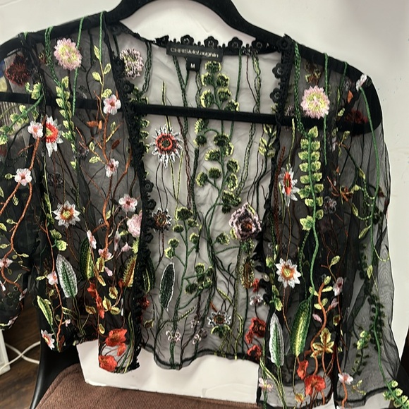 Chris McLaughlin see through flower embroidered top - Picture 3 of 3